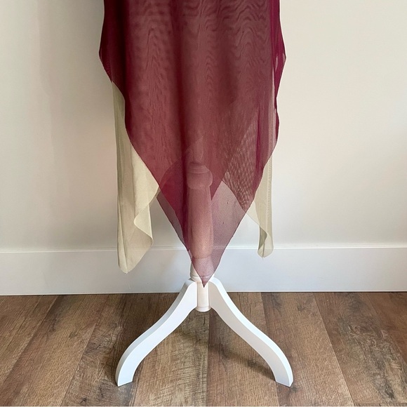 Vintage Y2K Forever 21 Mesh Cowl Neck Asymmetric Hem Midi Dress Fairycore Size S - Picture 6 of 10